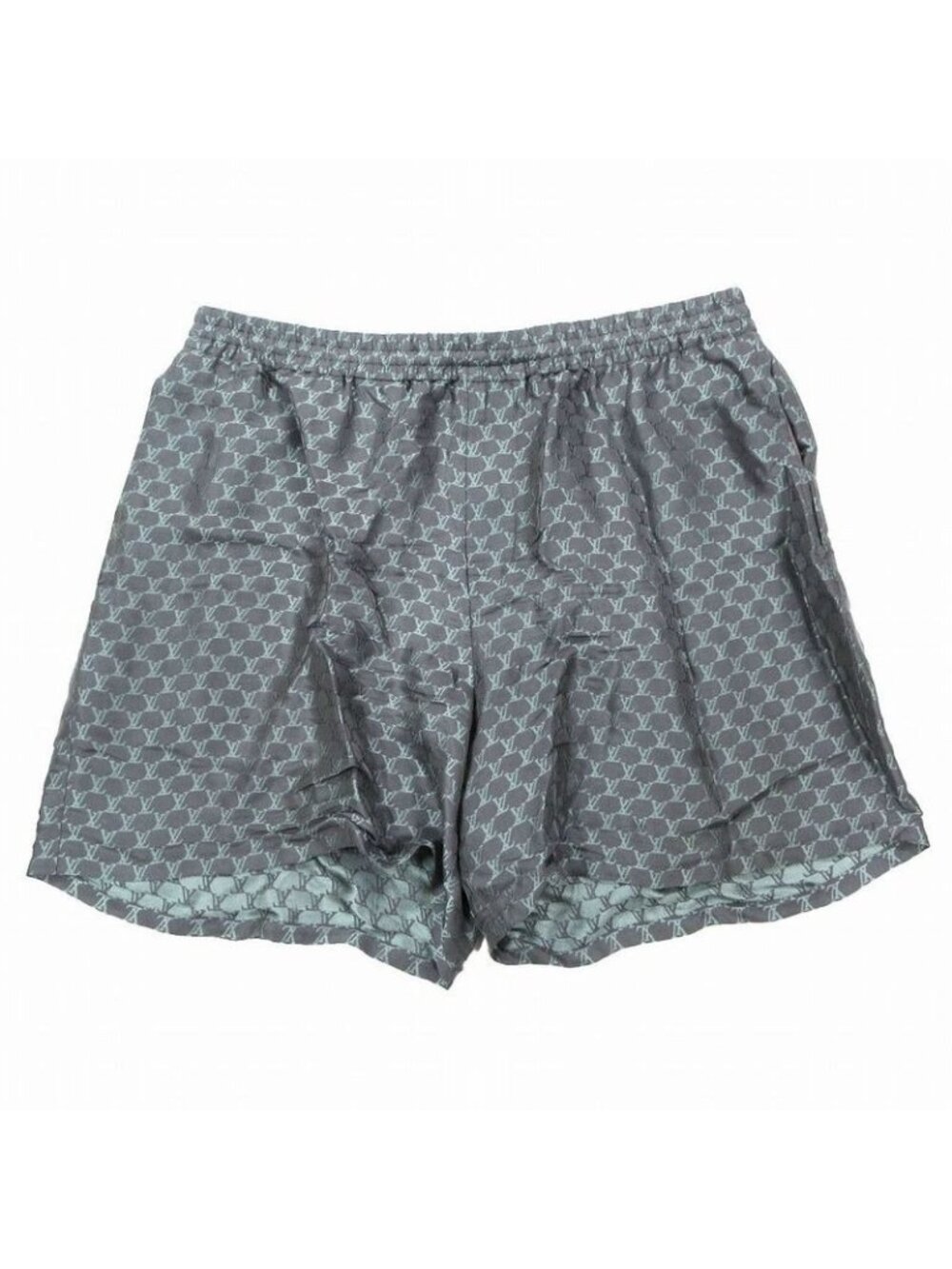 Louis Vuitton 24 AW Jacquard Monogram Silk Plend Shorts Grey Size XL